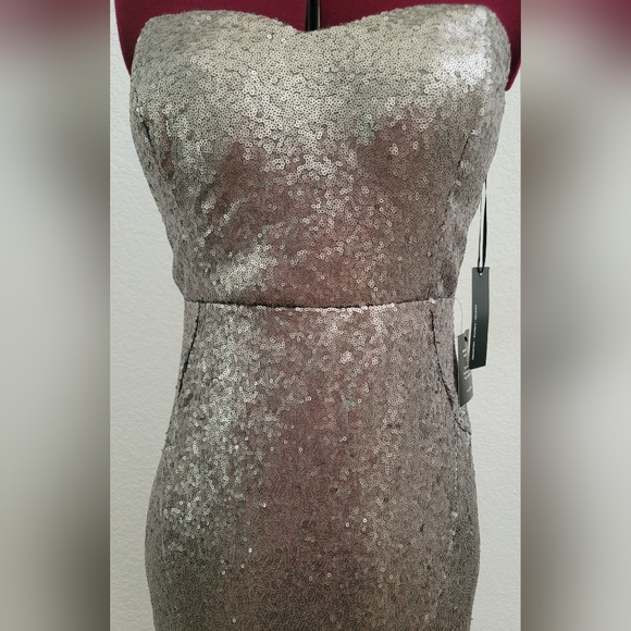 Silver sequin sweetheart formal mermaid dress, Lulu's, sz XL - Picture 2 of 12